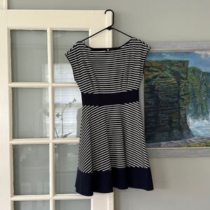 Kate Spade Basket Stripe Ponte Fiorella Dress, navy blue size S